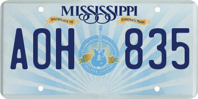 MS license plate AOH835
