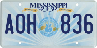 MS license plate AOH836