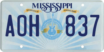 MS license plate AOH837