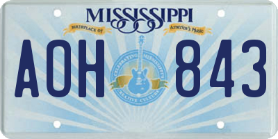MS license plate AOH843