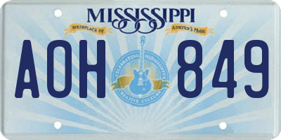 MS license plate AOH849