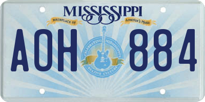 MS license plate AOH884