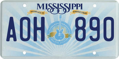 MS license plate AOH890