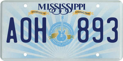 MS license plate AOH893