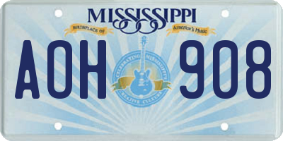 MS license plate AOH908