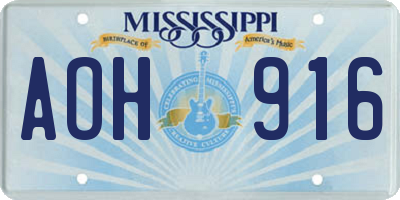 MS license plate AOH916