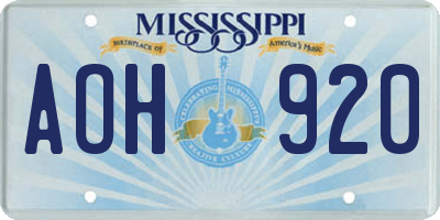 MS license plate AOH920