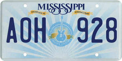 MS license plate AOH928
