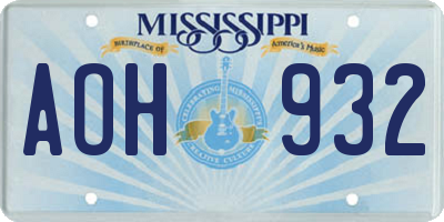 MS license plate AOH932