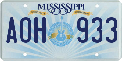 MS license plate AOH933