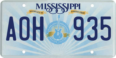 MS license plate AOH935