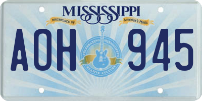 MS license plate AOH945