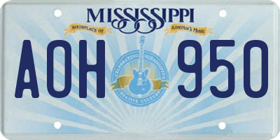 MS license plate AOH950