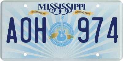 MS license plate AOH974