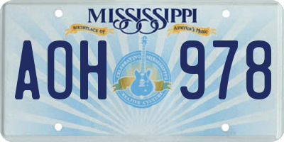MS license plate AOH978