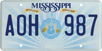 MS license plate AOH987