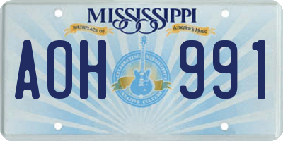 MS license plate AOH991