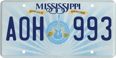 MS license plate AOH993