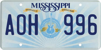 MS license plate AOH996