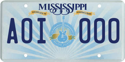 MS license plate AOI000