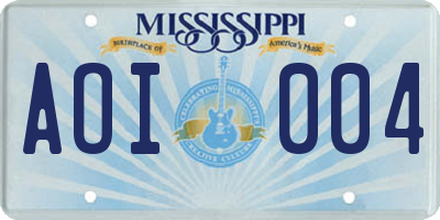 MS license plate AOI004