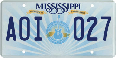 MS license plate AOI027