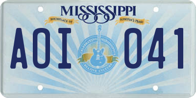 MS license plate AOI041