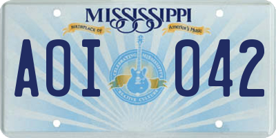 MS license plate AOI042