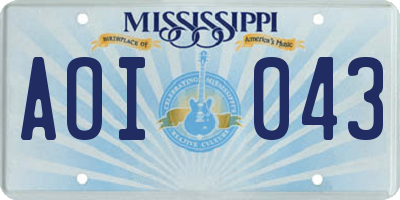 MS license plate AOI043