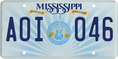MS license plate AOI046