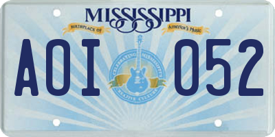 MS license plate AOI052