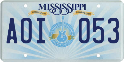 MS license plate AOI053