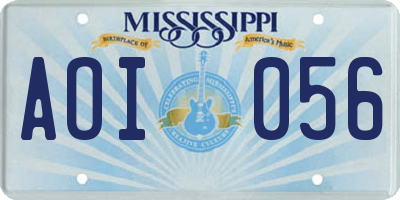 MS license plate AOI056