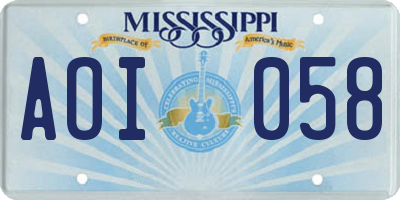 MS license plate AOI058