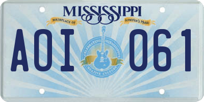 MS license plate AOI061