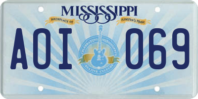MS license plate AOI069