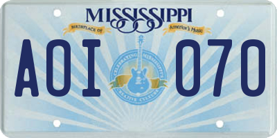 MS license plate AOI070