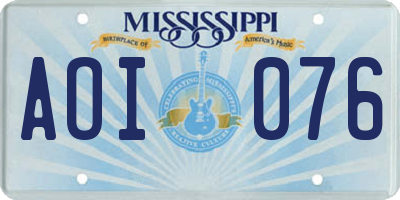 MS license plate AOI076