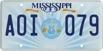 MS license plate AOI079