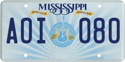 MS license plate AOI080