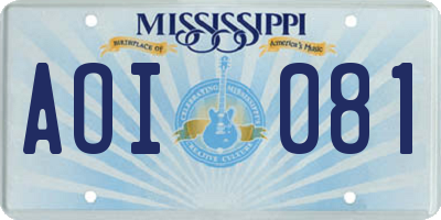MS license plate AOI081