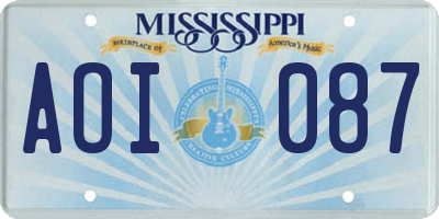 MS license plate AOI087
