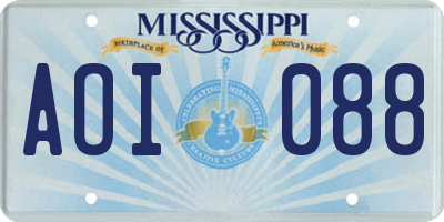 MS license plate AOI088