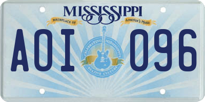MS license plate AOI096