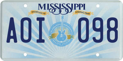 MS license plate AOI098