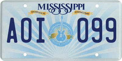 MS license plate AOI099