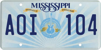 MS license plate AOI104
