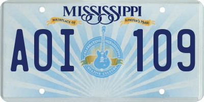 MS license plate AOI109