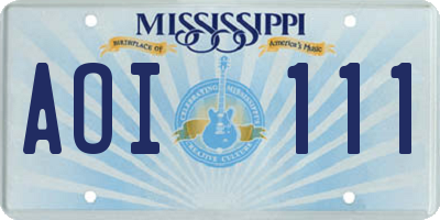 MS license plate AOI111