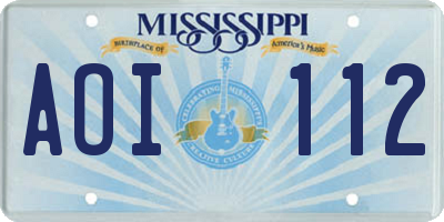 MS license plate AOI112